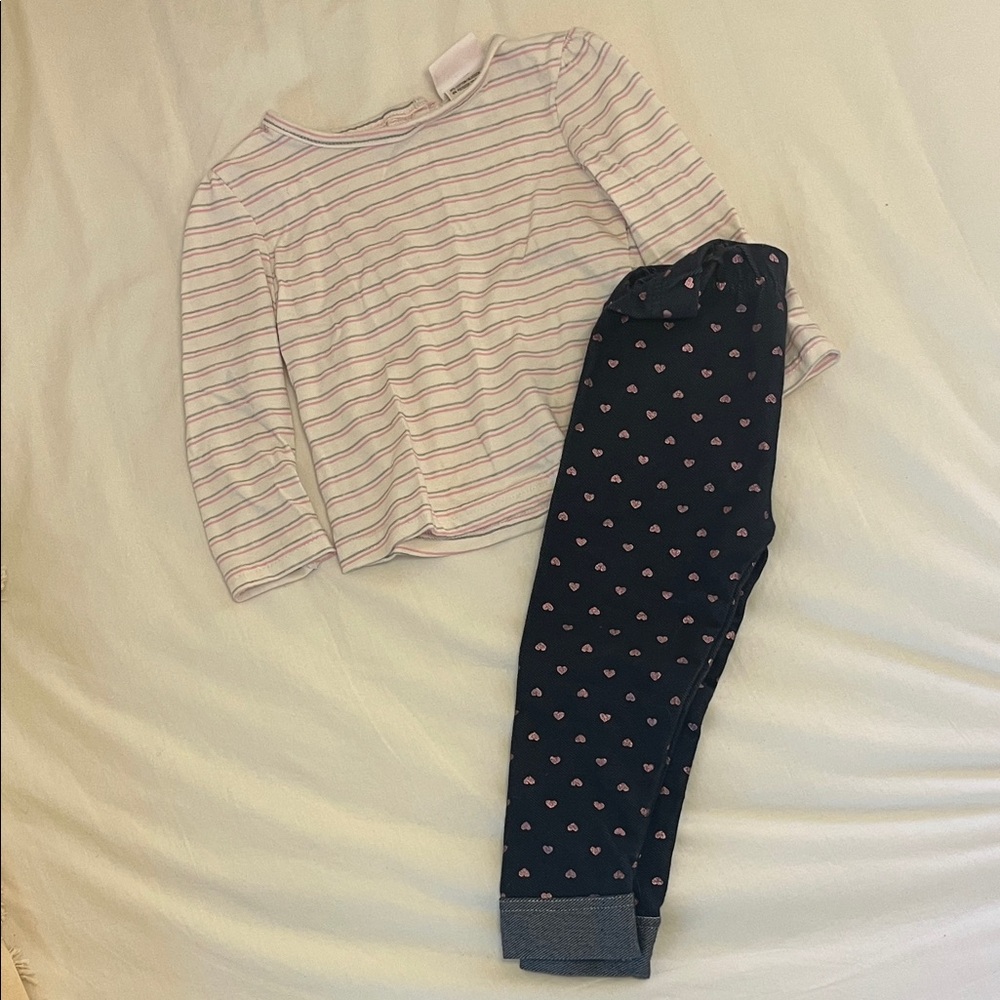 Striped Pink and Navy Heart Set